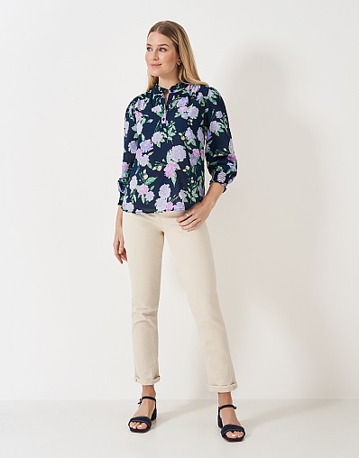 Bree Long Sleeve Blouse in Floral Navy