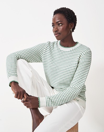 Tanni Stitch Jumper in Green and White
