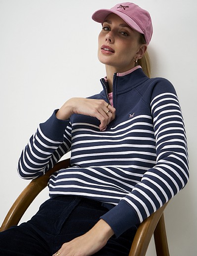 Half Zip Sweatshirt in Navy White
