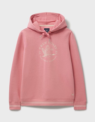 Women's Embroidered Hoodie in Pink from Crew Clothing Company