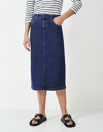Mia Denim Midi Skirt in Mid Wash