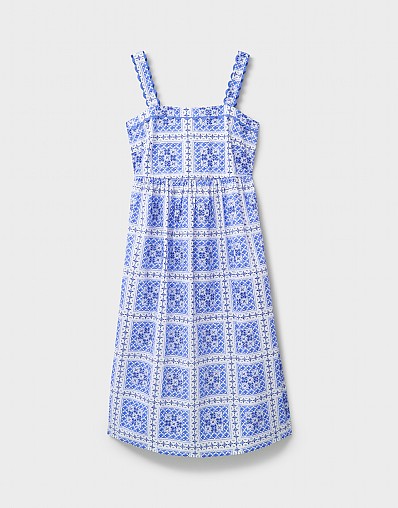 Women's Paloma Tile Print Strappy Dress in Blue from Crew Clothing