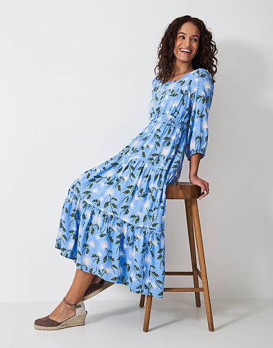 Lacy Square Neck Dress in Blue