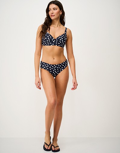 Roll Down Bikini Bottom in Navy Spot