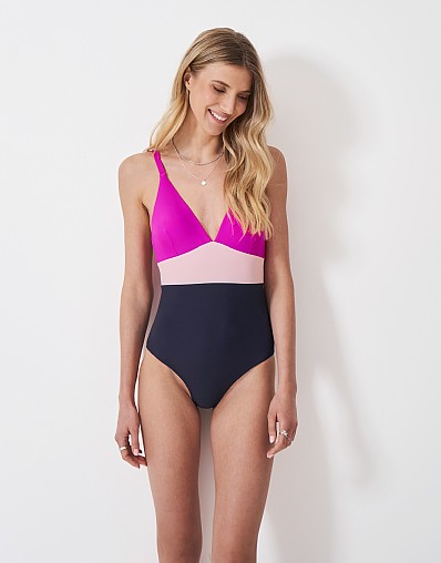 Panelled Swimsuit in Pink and Black
