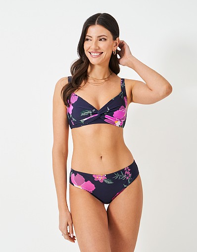 Twist Bikini Top in Navy Floral Print