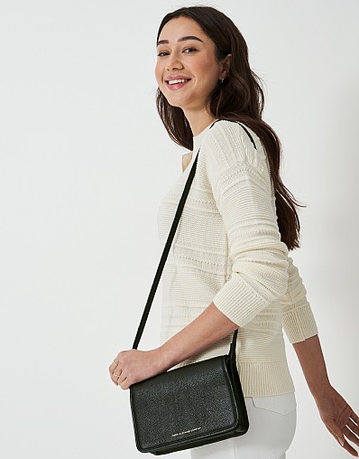 Leather Crossbody Bag in Black