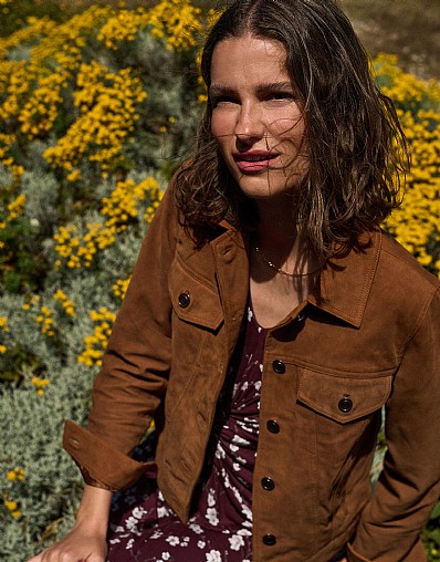 Suede Western Jacket in Brown