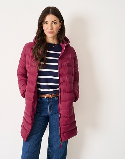 Lightweight Padded Coat in Beet Red