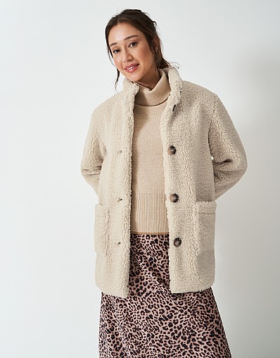 Borg Patch-Pocket Jacket in Oatmeal