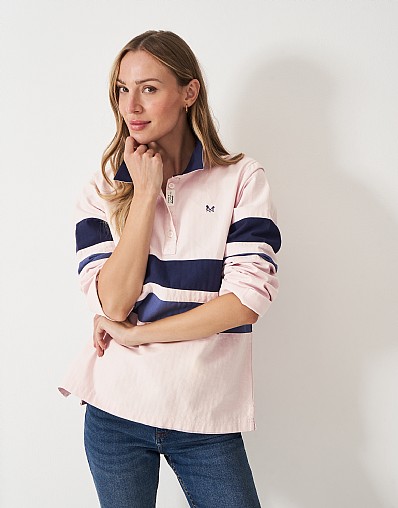 Cotton Deck Shirt in Pink Stripe