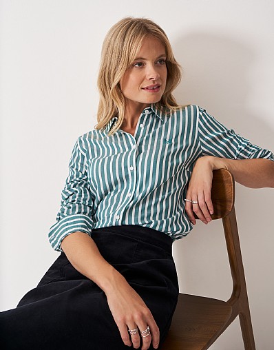 Viscose Twill Shirt in Teal and White