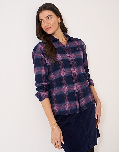 Boyfriend Fit Flannel Shirt in Pink Check