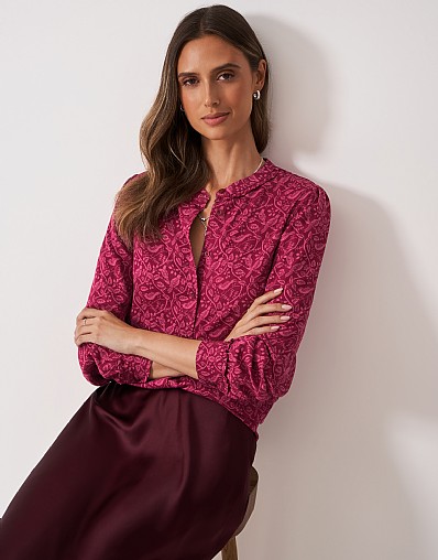 Mila Print Blouse in Red