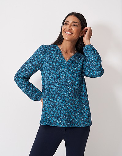 Claudia Blouse in Blue Animal Print
