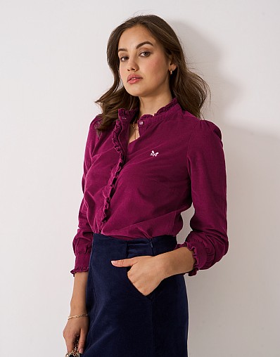 Cord Pie Crust Blouse in Red