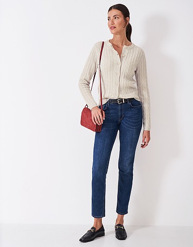 Harmony Merino Blend Cable Cardigan in Mist