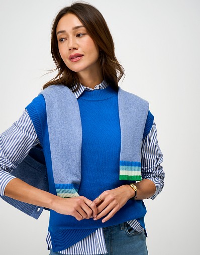 Harmony Crew Neck Knitted Vest in Bright Blue