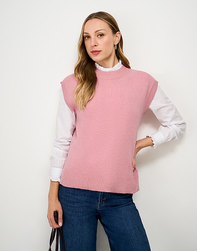 Harmony Crew Neck Knitted Vest in Pink