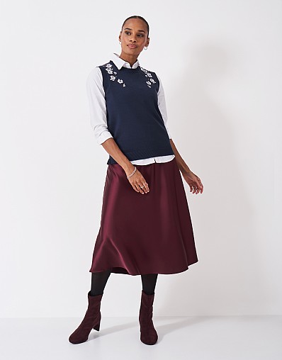 Fleur Jacquard Knitted Vest in Navy