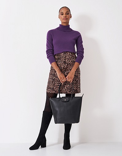 Libby Merino Wool & Cashmere Roll Neck Jumper in Purple