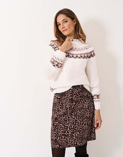 Crew Neck Yoke FairIsle Jumper in Mallow