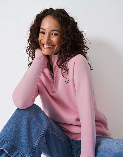 Half Zip Sweat in Pink