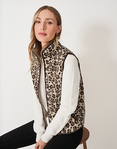 Boucle Animal Print Gilet in Ivory
