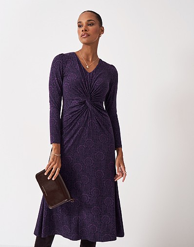 Flora Twist Long Sleeve Dress in Purple