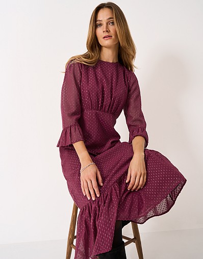 Ana Metallic Dress in Dark Pink