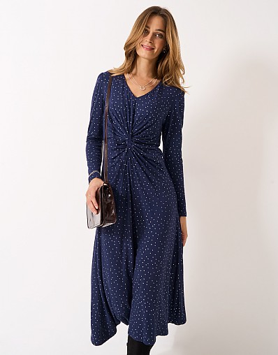 Flora Twist-Front Dress in Metallic