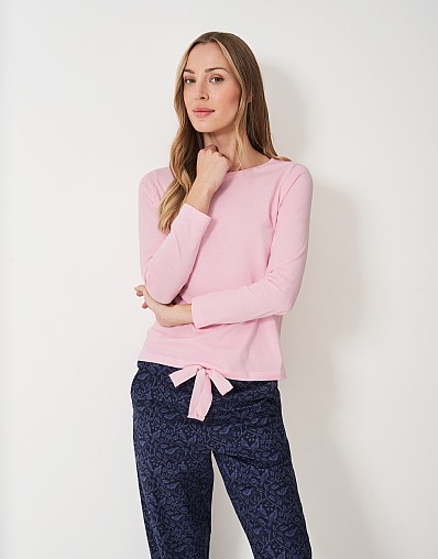 Jersey & Flannel PJ Set in Navy Bird Print