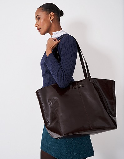 Large Leather Tote Bag in Chocolate