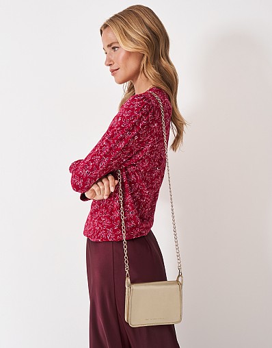 Leather Chain Bag in Gold