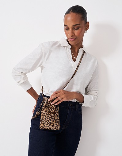 Small Drawstring Crossbody in Leopard print