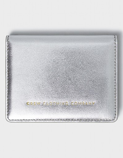 Metallic Leather Card Holder in Silver