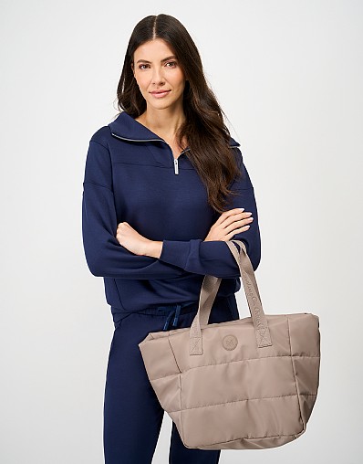 Baffle Nylon Tote Bag in Taupe