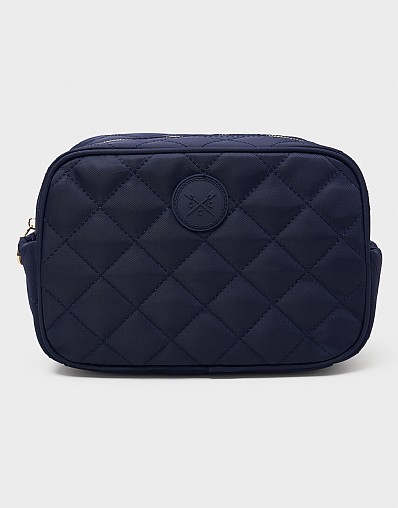 Quilted Nylon Washbag in Navy