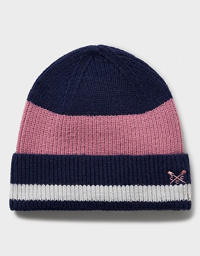 Colour Block Knit Hat in Navy and Pink
