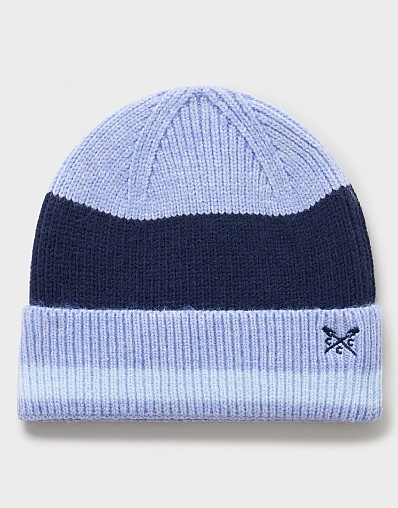 Colour Block Knit Hat in Purple and Navy