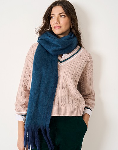 Two Tone Tassel Scarf in Teal