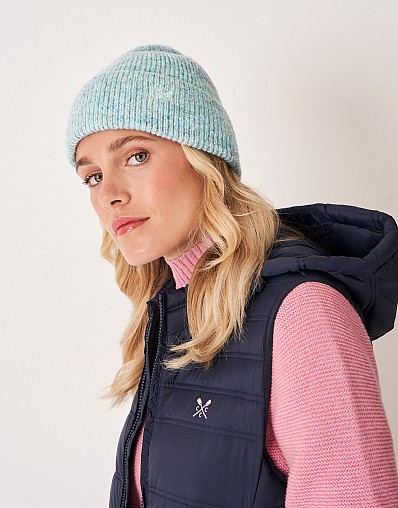 Space Dyed Knitted Hat in Blue Green