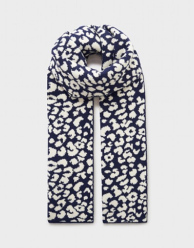 Leopard Scarf in Navy