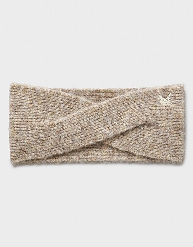 Space Dyed Knitted Headband in Oatmeal Beige