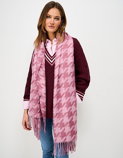 Houndstooth Scarf in Rose Pink