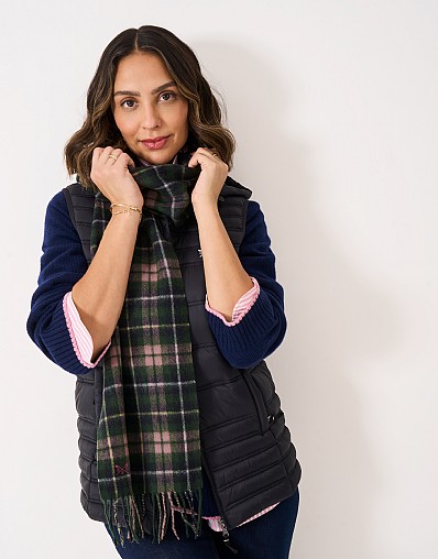 Wool Scarf in Green Check
