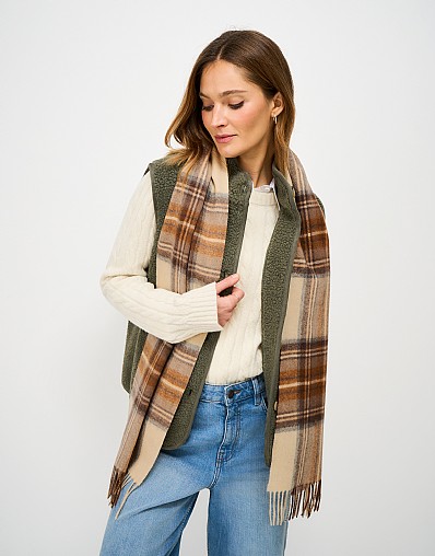 Wool Scarf in Natural Check