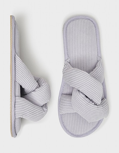 Twist Front Slipper in Grey