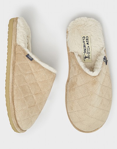 Quilted Mule Slipper in Taupe