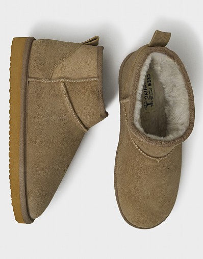Suede Slipper Bootie in Taupe